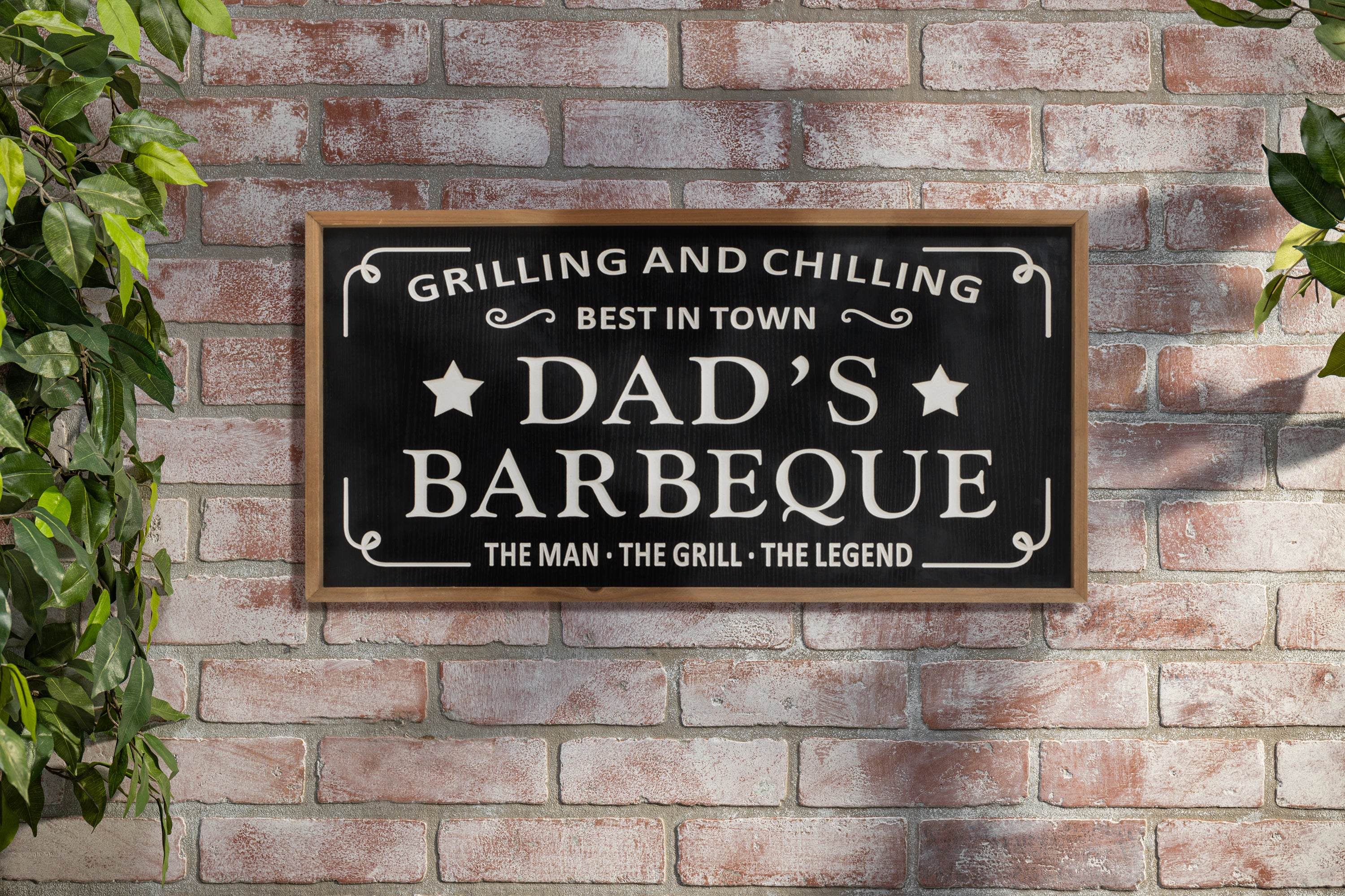 31.5 Inch Wood Engraved DADS BARBEQUE Wall Sign